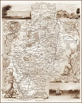 Images Dated 16th August 2011: 1840s Victorian Map of Nottinghamshire