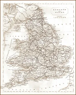 1840s Victorian Map of Railways in England and Wales