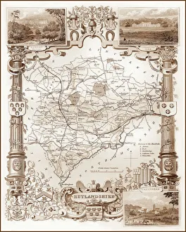 Images Dated 16th August 2011: 1840s Victorian Map of Rutland