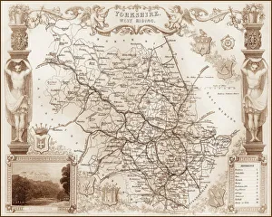 1840s Victorian Map of West Riding of Yorkshire