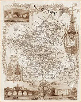 Chipping Prints: 1840s Victorian Map of Worcestershire