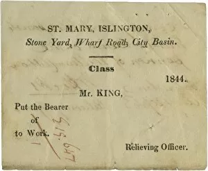 Hand Writing Collection: 1844 poor relief work ticket