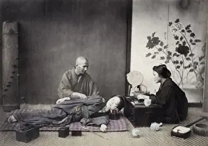 Geisha Prints: 1860s Japan - portrait of a blind masseur Felice or Felix Beato (1832 - 29 January 1909)