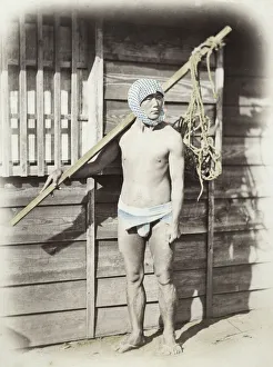 Aoriental Gallery: 1860s Japan - portrait of a coolie labourer porter Felice or Felix Beato