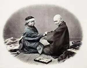 Meiji Prints: 1860s Japan - portrait of a doctor and his patient Felice or Felix Beato