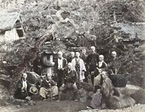 Meiji Prints: 1860s Japan - portrait of a group of northern Officers Felice or Felix Beato