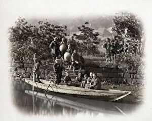 1860s Japan - portrait of a group of people on a ferry boat Felice or Felix Beato