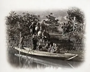 1860's Japan - portrait of a group of people on a ferry boat Felice or Felix Beato 1860's Japan - portrait of a group of people on a ferry boat Felice or Felix Beato