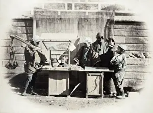 Wayside Prints: 1860s Japan - portrait of a group of people at a wayside food stall Felice or Felix