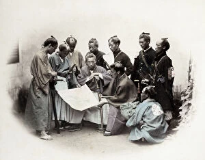 Clan Collection: 1860s Japan - portrait of a group of southern officers Felice or Felix Beato