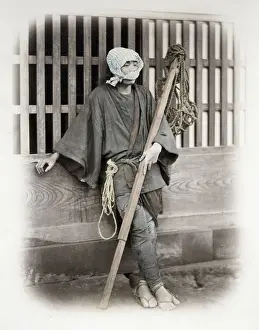 Meiji Prints: 1860s Japan - portrait of a porter Felice or Felix Beato (1832 - 29 January 1909)