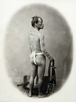 1860s Japan - portrait of a tattooed groom Felice or Felix Beato (1832 - 29 January 1909
