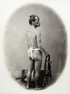 Meiji Prints: 1860s Japan - portrait of a tattooed groom Felice or Felix Beato (1832 - 29 January 1909