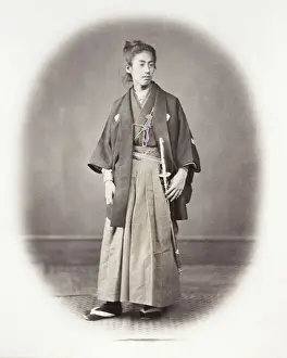 Meiji Prints: 1860s Japan - portrait of a young man Felice or Felix Beato (1832 - 29 January 1909)