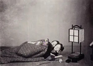 Aoriental Gallery: 1860s Japan - portrait of two young women sleeping Felice or Felix Beato