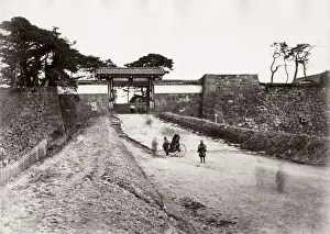 1871 Japan - gate and walls Akasaka Tokyo - from The Far East magazine