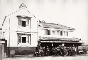1871 Japan - rice shop and fireproof godown or wharehouse - from The Far East magazine