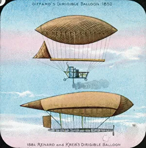 *NEW* Glass Lantern Slide Scans Collection: 1884 Renard and Krebs and Giffards dirigible balloons