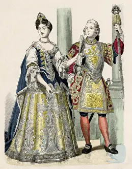 %unrestricted Prints: 18th century French Court Dress