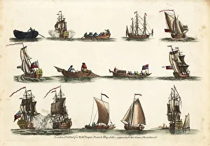 18th century nautical scenes with tall ships