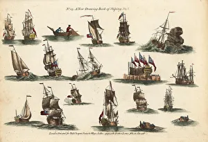 Hulks Prints: 18th century nautical scenes with tall ships