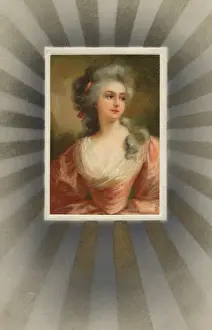 18th Century Woman with 1920s Postcard Kitch surround