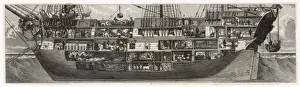 War Ship Prints: 18Thc Ship Cross-Section