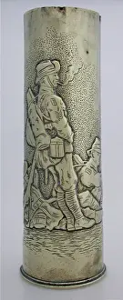 19 pounder shell case - three Australian soldiers relaxing