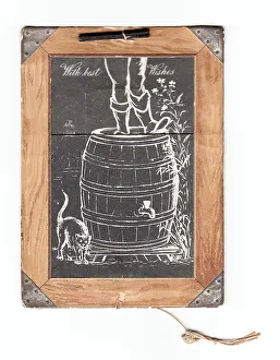 Images Dated 15th May 2018: 1900s Card Cards Greetings Wooden Frame String