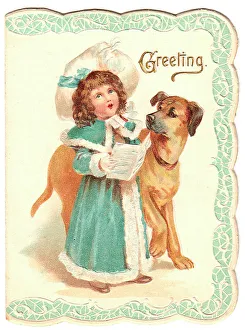 1900s Greetings Card Coat Hat Winter Cold Weather