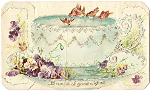 Creamy Prints: 1900s Greetings Card Cream Creamy Robin Robins