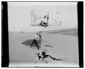 Focus Prints: 1901 glider soaring, photograph from an out of focus, water-