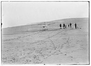 1903 machine on the launching track at Big Kill Devil Hill 1903 machine on the launching track at Big Kill Devil Hill