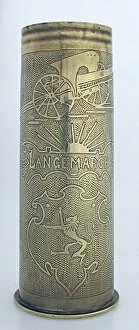 Images Dated 2nd September 2009: A 1913 77 mm shell case, engraved Langemark