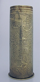 Images Dated 2nd September 2009: A 1913 77 mm shell case, engraved Merkem