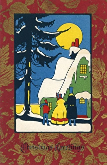 Festive Gallery: 1920s Christmas card with snowy scene