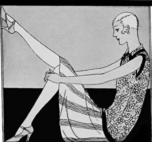 Images Dated 10th September 2016: 1920s woman admiring her shoes