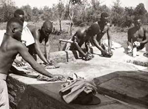 1940s East Africa - askari soldiers washing clothes