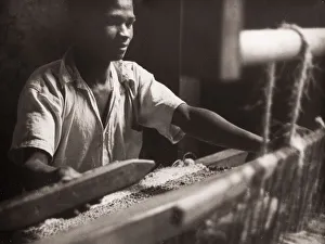 1940s East Africa - hand loom and weaver at work