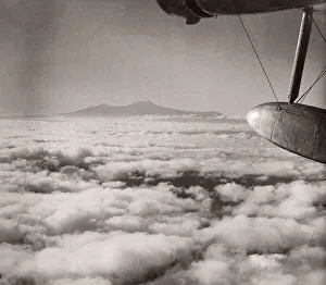 Topography Prints: 1940s East Africa - seaplane above Mount Kilimanjiro