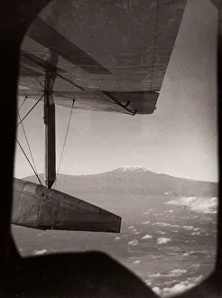 1940s East Africa - seaplane above Mount Kilimanjiro