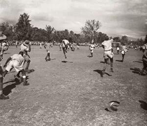 Recruits Collection: 1940s East Africa - soldiers playing football in camp
