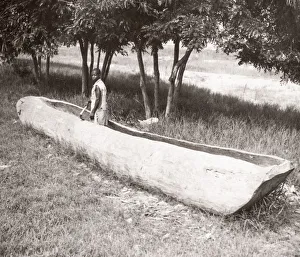 Hisorical Prints: 1940s East Africa - Uganda - canoe, Butiaba, Lake Albert