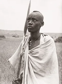 Hisorical Prints: 1940s East Africa Uganda herdsman Mugabe of Ankole