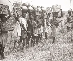 Hisorical Prints: 1940s East Africa - Uganda - water carriers Ankole