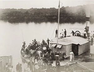 Southeast Gallery: 19th century vintage photograph: boat on the Rewa River, Fiji