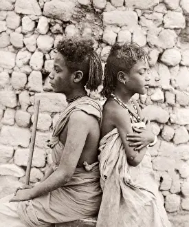 19th century vintage photograph - Egypt - portrait of two young women