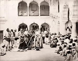 Topography Prints: 19th century vintage photograph India - Nautch Girls dancing, 1860s Samuel Bourne