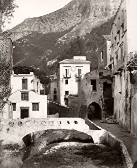 19th century vintage photograph Italy - town of Amalfi