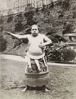 19th century vintage photograph: Japanese sumo wrestler
